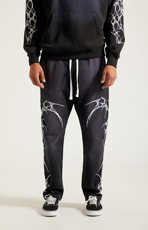 Washed Black Graphic Fleece Straight Leg Sweatpants image number 2