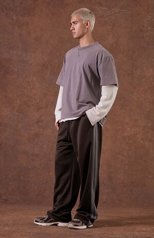 Brown Extreme Baggy Track Pants image number 2