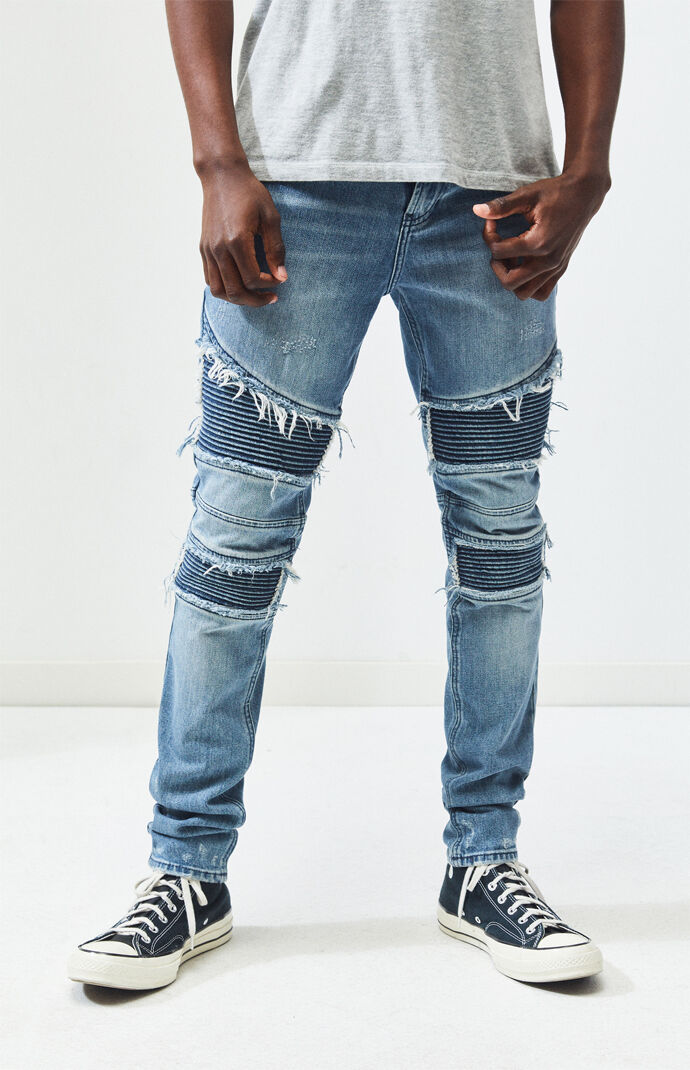 PacSun Medium Moto Stacked Skinny Jeans 