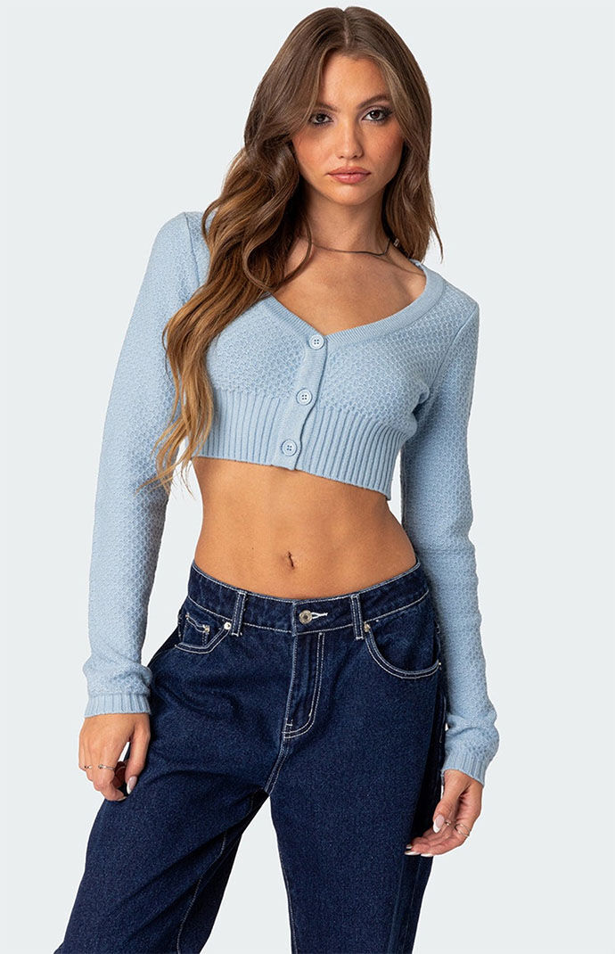 トップス RADIANT Roundneck cropped cardigan Edikted V Neck Cropped Cardigan | PacSun