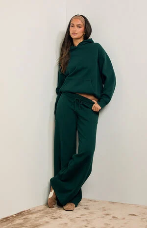Forest Green Ultra Soft Fleece Baggy Sweatpants image number 1