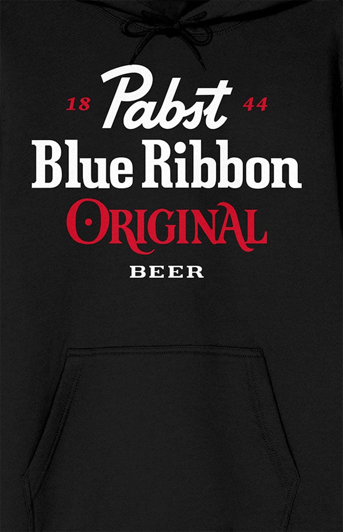 Men s Pabst Blue Ribbon Original 1844 Graphic Hoodie Size XXL Black