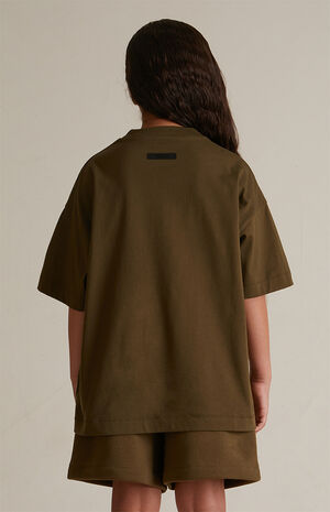 Kids Olive Crew Neck T-Shirt image number 4