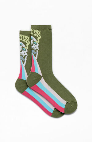 Green Ticker Crew Socks image number 2