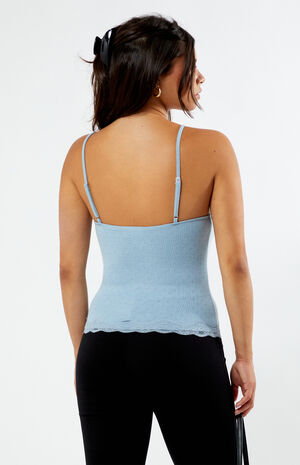 Pointelle Lace Trim Tank Top image number 3