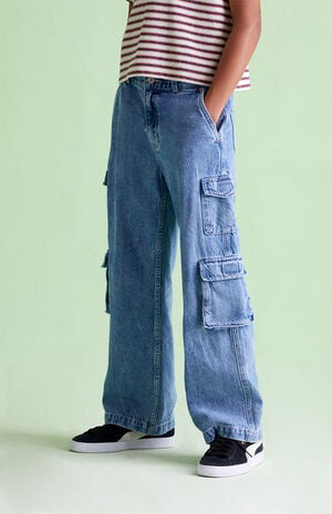Medium Indigo Baggy Cargo Jeans image number 2