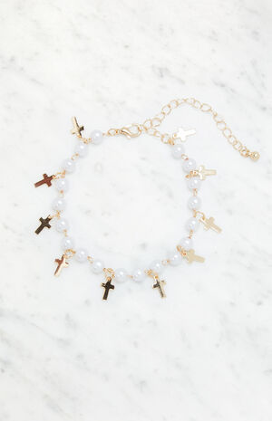 Pearl Cross Bracelet image number 1