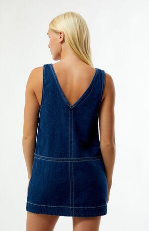 Cece Contrast Stitch Denim Mini Dress image number 3
