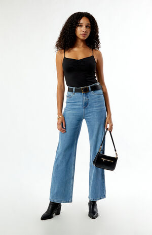 Cherry Stretch High Waisted Straight Leg Jeans image number 2
