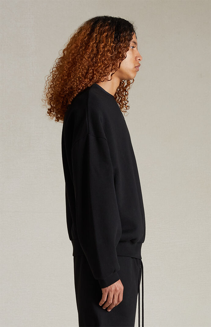 Fear of God Essentials Jet Black Crew Neck Sweatshirt | PacSun