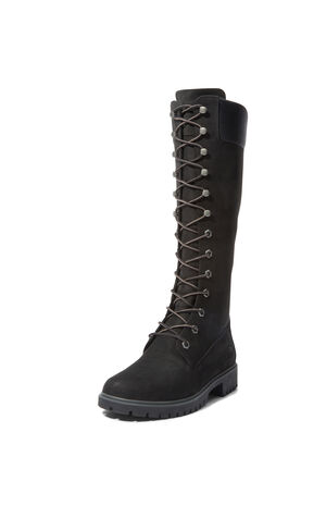 Women's Black Premium 14inch Lace-Up Waterproof Boots image number 9
