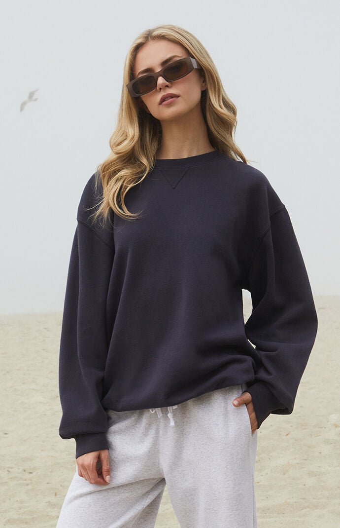 John Galt Dark Blue Erica Crew Neck Sweatshirt | PacSun