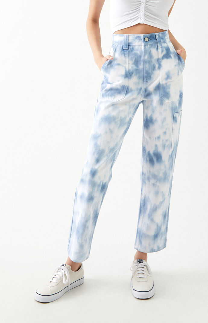 Blue Tie Dye High Waisted Surplus Pants