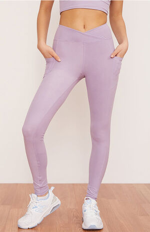 Wolven Eco Lavender Juniper Crossover Pocket Leggings | PacSun