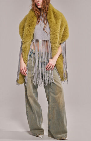 Warm Olive Starlet Faux Fur Scarf image number 3