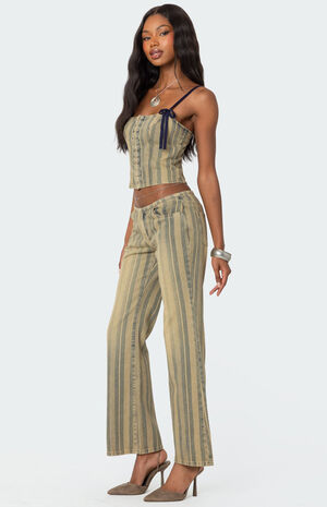 Eternity Pinstripe Flare Jeans image number 3