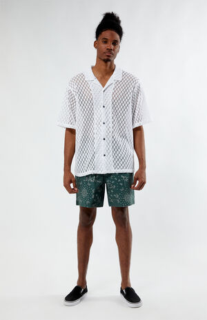 White Lace Oversized Camp Shirt image number 4