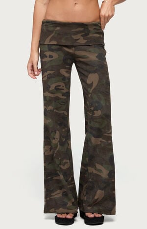 Lumielle Camo Wide Leg Foldover Pants image number 1