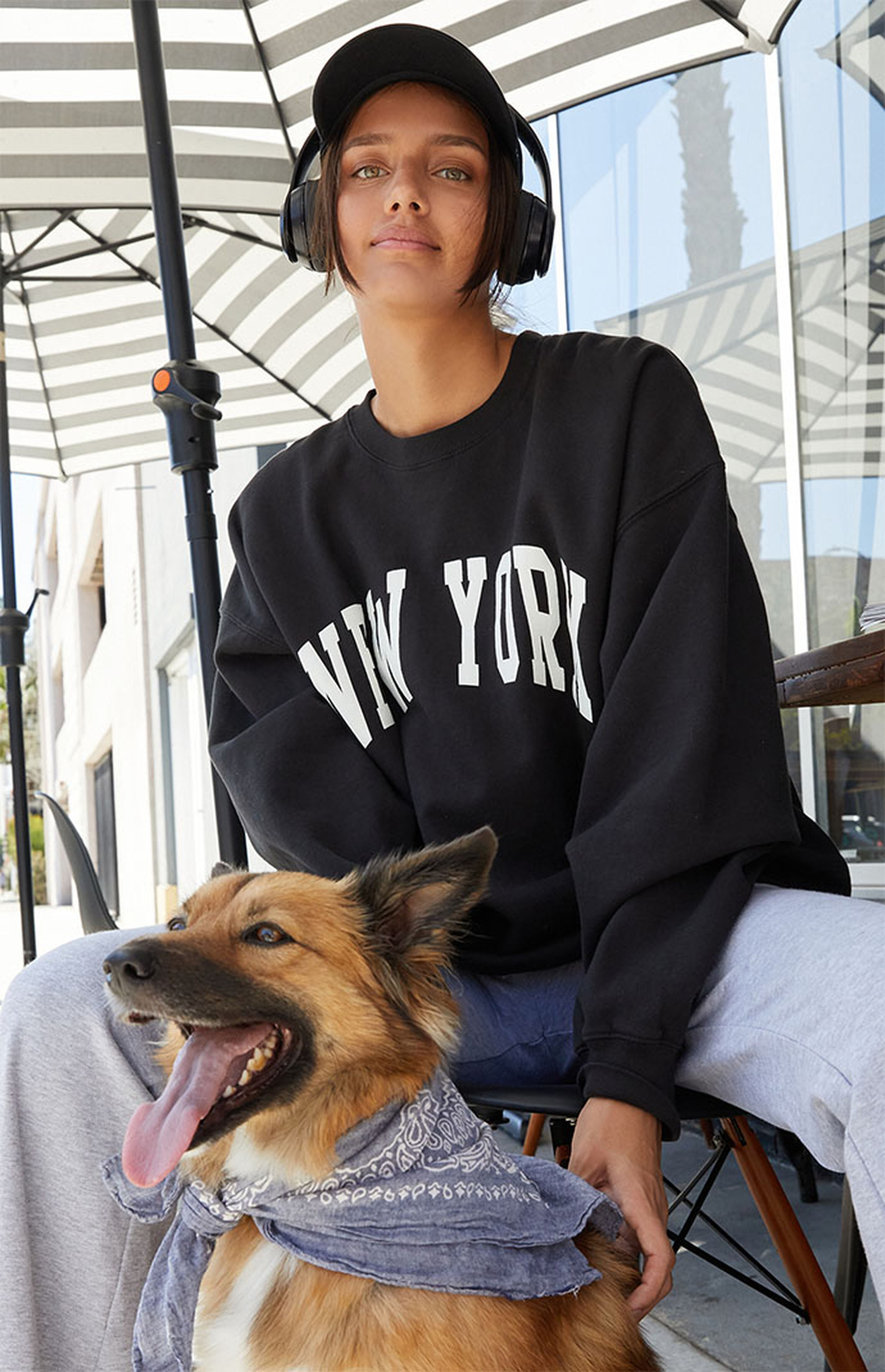 John Galt Black New York Crew Neck Sweatshirt | Pacsun