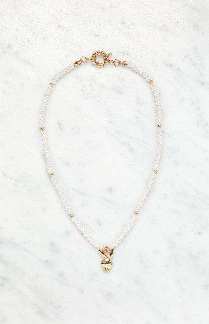 Playboy By PacSun Bunny Pearl Beaded Necklace PacSun