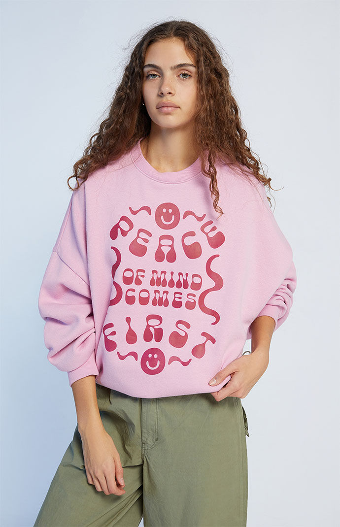 Desert dreamer x smiley peace of sales mind happy mind crew neck sweatshirt