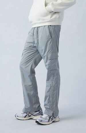 Gray Nylon Straight Cargo Pants image number 1