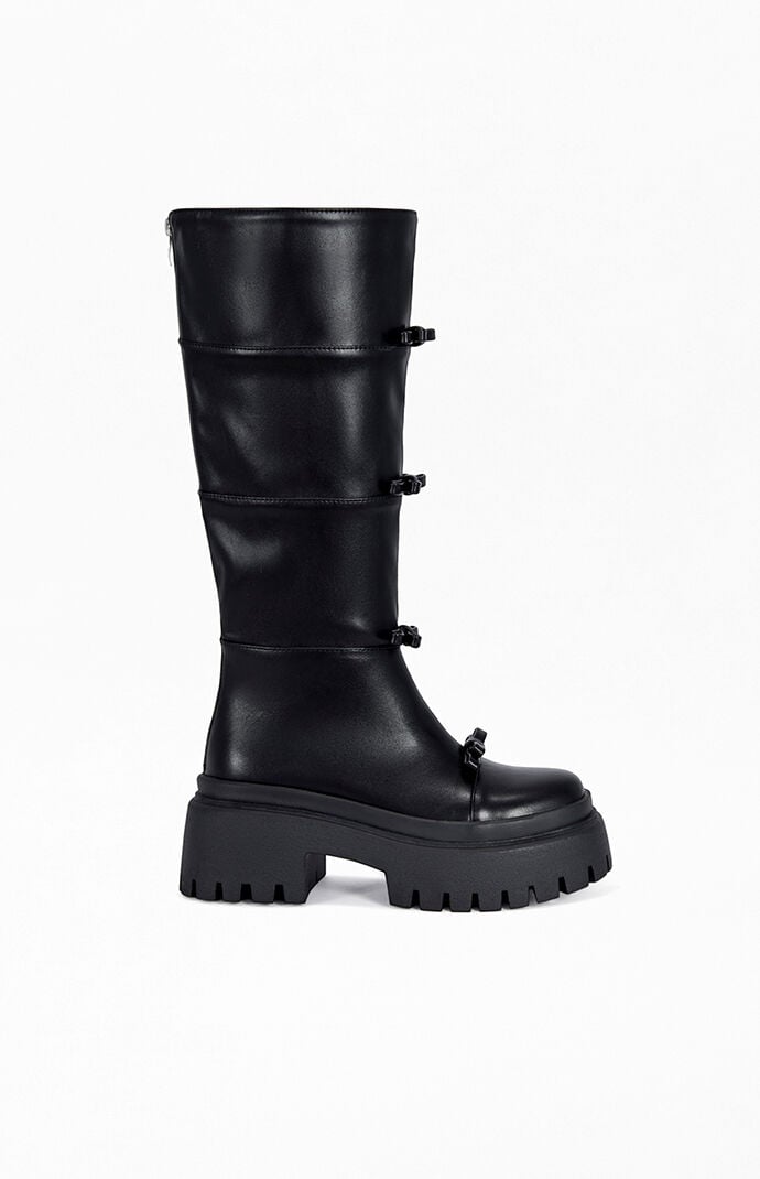 AZALEA WANG Women's Marguerite Black Combat Boots
