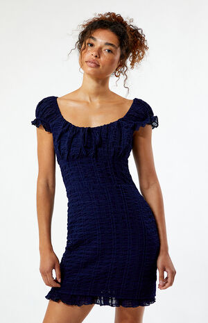 Smocked Tie Front Mini Dress image number 1