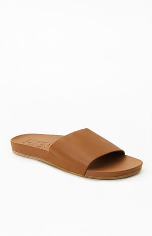 Women's Brown Leather Decon Slide Sandals image number 1