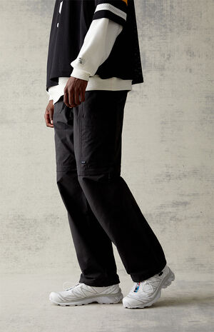 Black Zip Off Baggy Cargo Pants image number 4