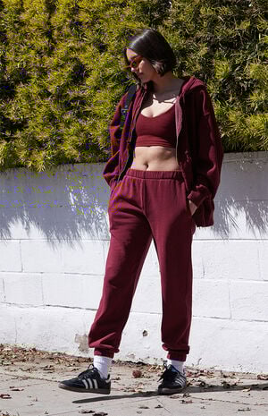 Burgundy Full Zip Hoodie image number 3