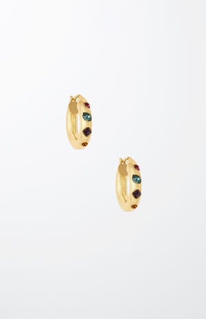 Crystal Rainbow Hoop Earrings image number 1