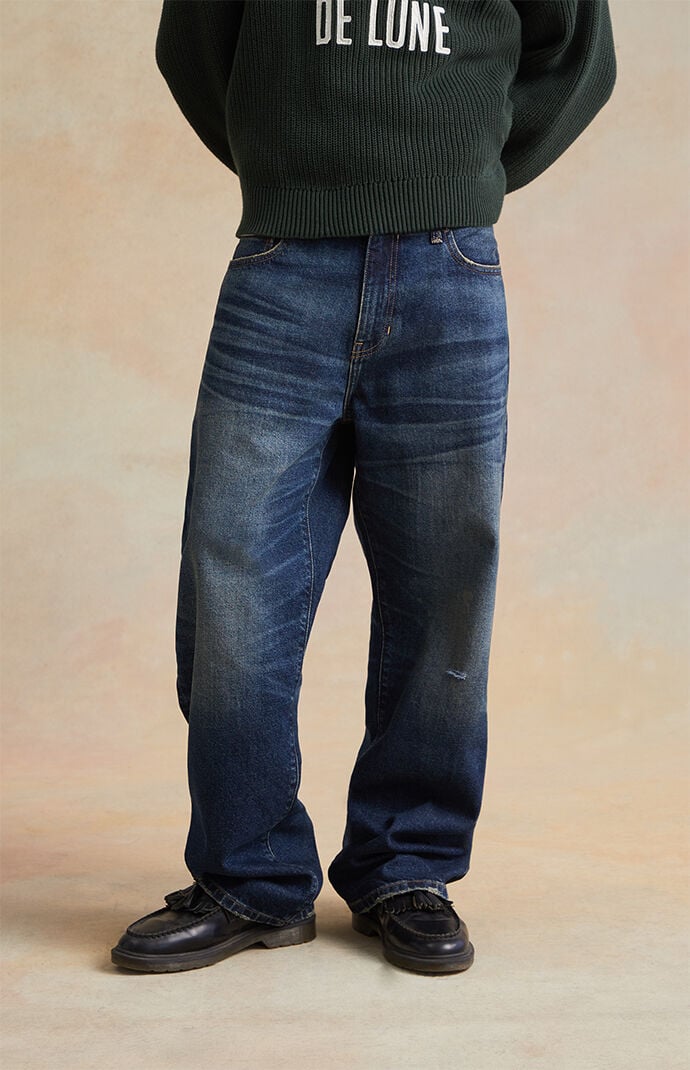 RARE DNM EDIT Dark Indigo Distressed Baggy Jeans