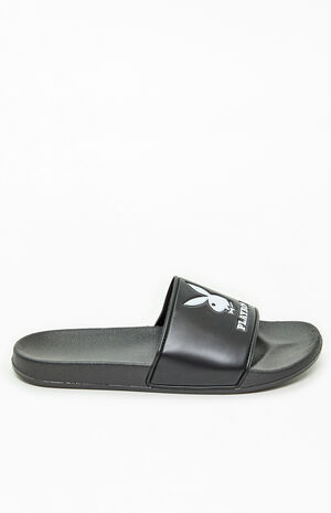 x Playboy Black Slide Sandals image number 2