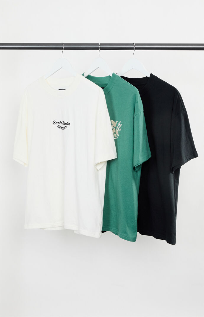 Pacsun 3 Pack Solid Color Embroidered T-Shirts