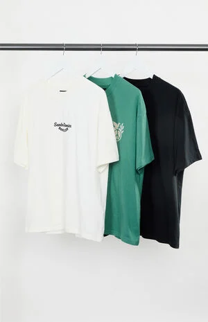 3 Pack Solid Color Embroidered T-Shirts image number 1