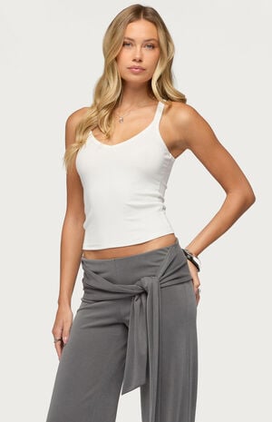 Juliena Ribbed V-Neck Tank Top image number 2