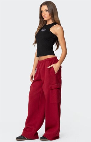 Wide Leg Cargo Sweatpants image number 3