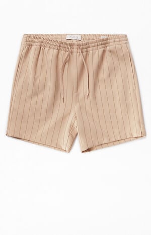 Tan Striped Volley Shorts