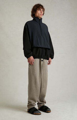 Black Nylon Fleece Mock Neck Sweatshirt image number 6