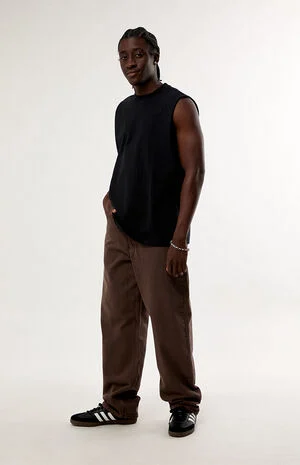 Brown Check-5 Loose Jeans image number 1