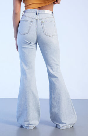 Light Blue Curve High Waisted Flare Jeans image number 5