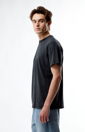 Washed Black Solid Soft Oversized T-Shirt image number 3