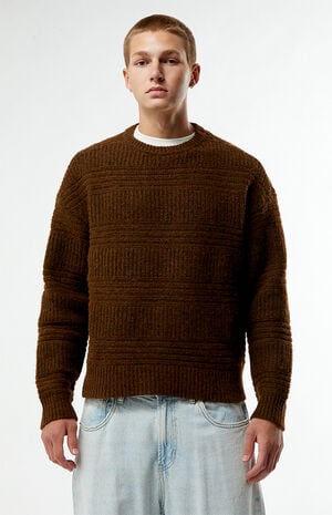 Brown Allan Jacquard Crew Neck Sweater image number 1