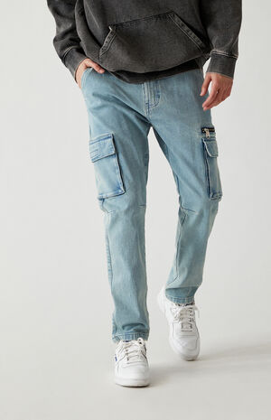 Hick markeerstift dynastie PacSun Medium Indigo Slim Taper Cargo Jeans | PacSun