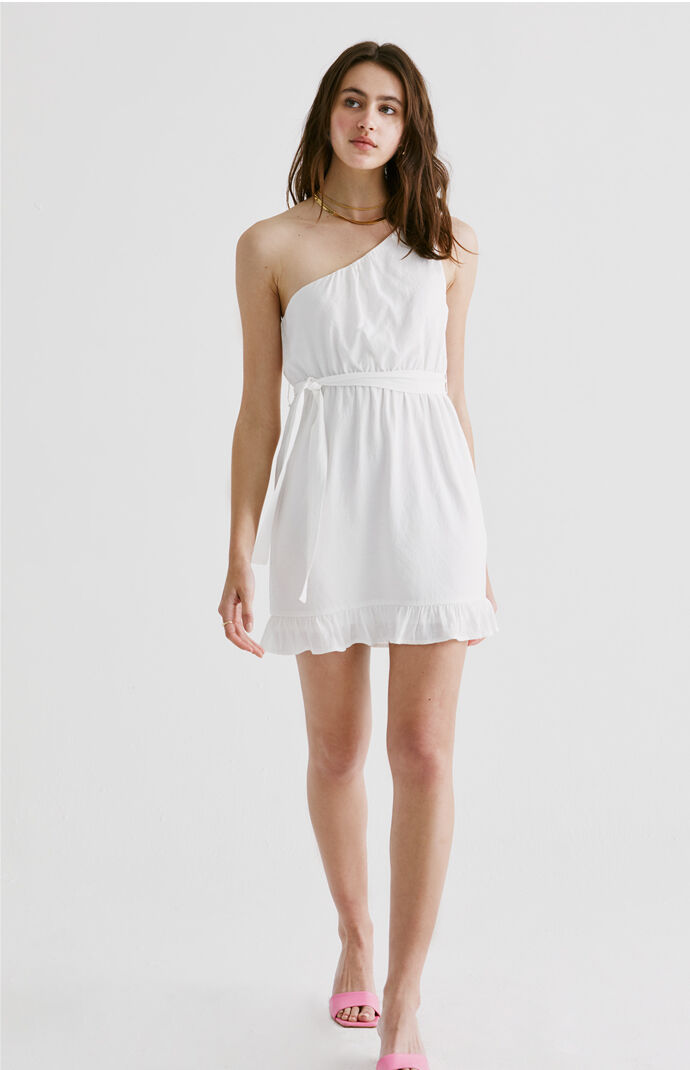 One Shoulder Ruffle Mini Dress