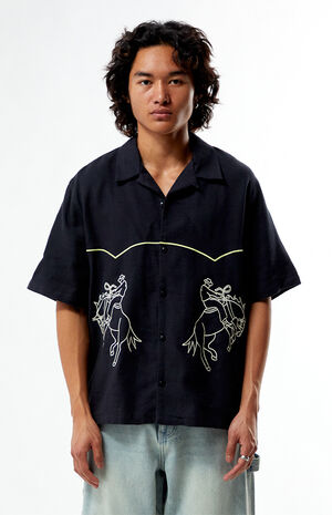 Western Embroidered Oversized Resort Camp Shirt image number 1