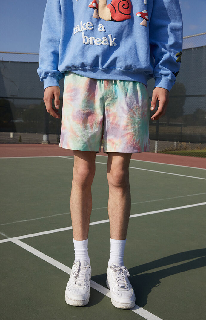 Tie-Dyed Seersucker Volley Shorts
