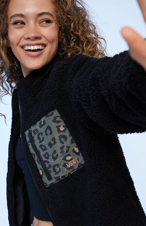 On The Wall Mock Neck Zip Sherpa Jacket image number 2