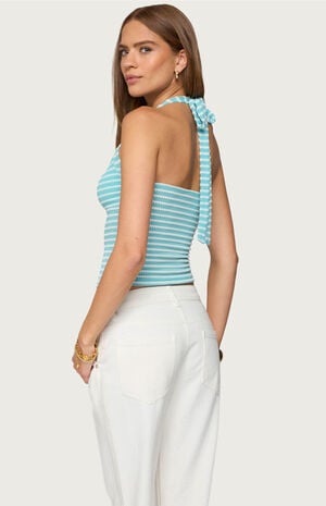 Lovina Textured Striped Halter Top image number 3